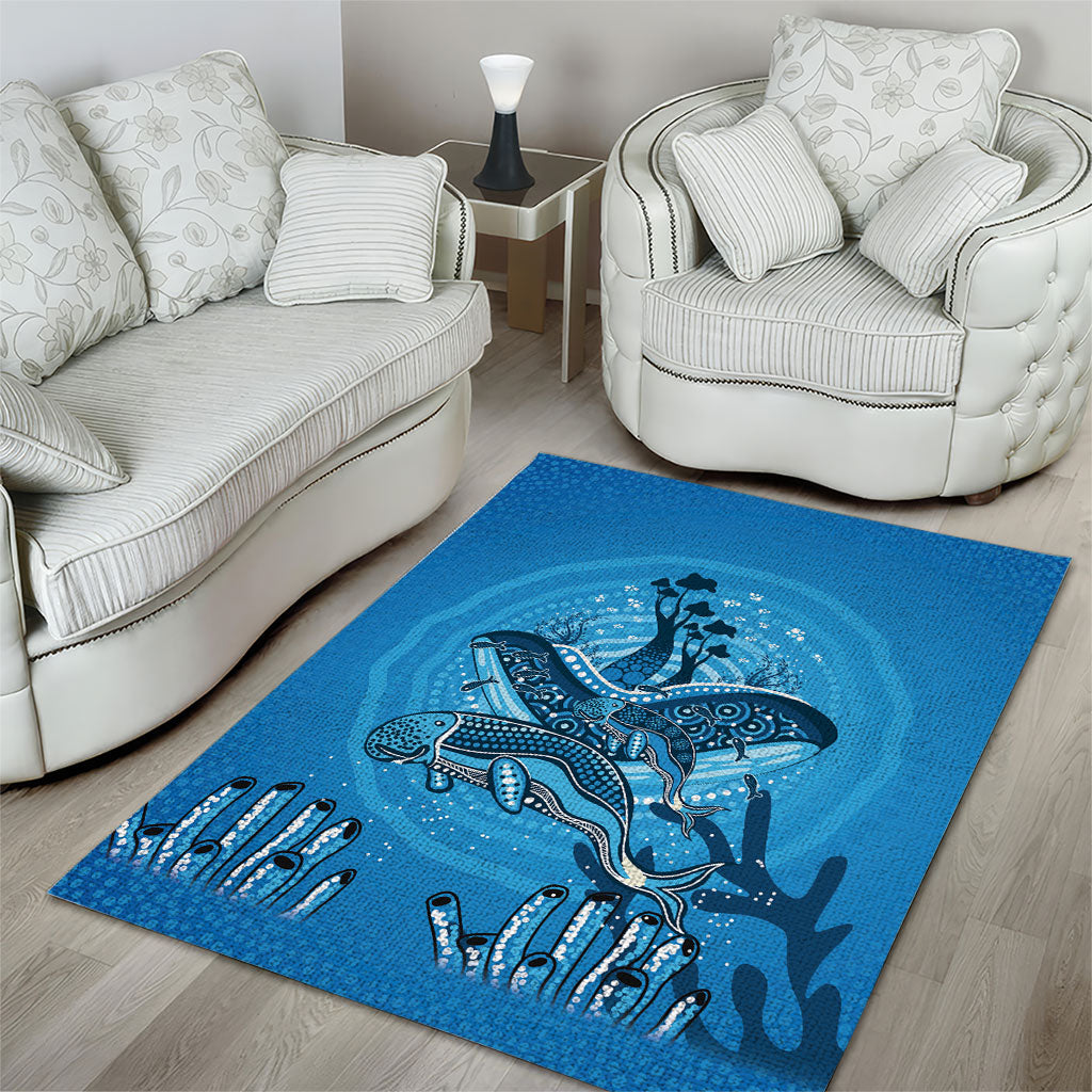 Aboriginal Ocean Dugong Area Rug Dot Art Dreamtime Tree of Life