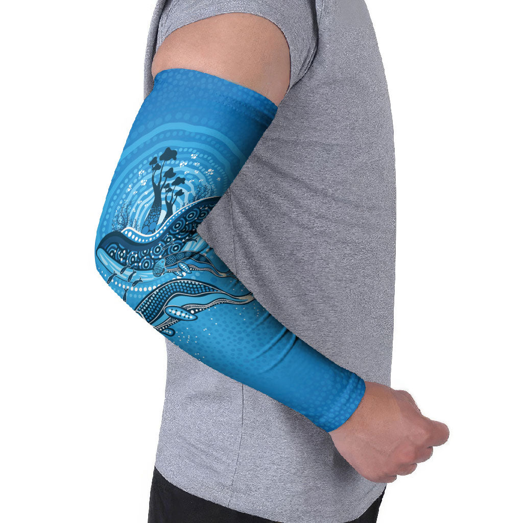 Aboriginal Ocean Dugong Arm Sleeves Dot Art Dreamtime Tree of Life