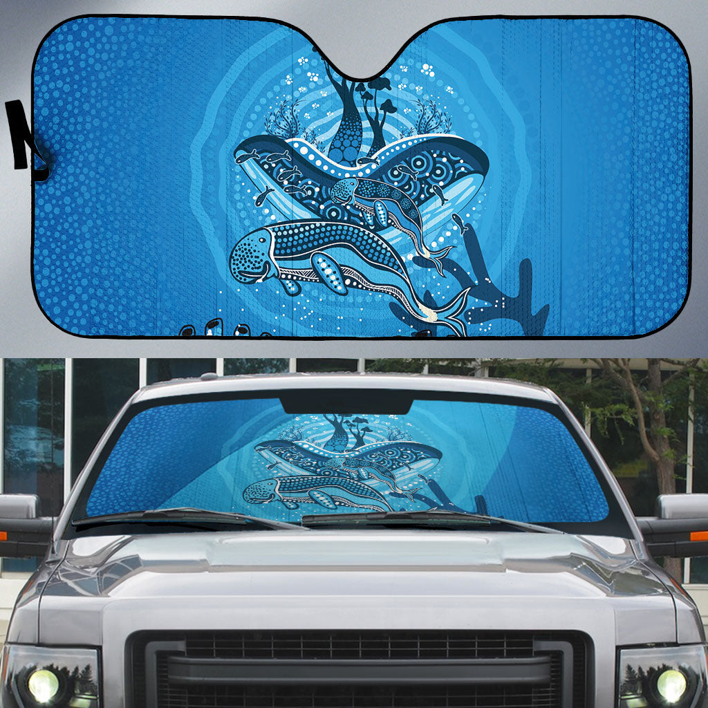 Aboriginal Ocean Dugong Auto Sun Shade Dot Art Dreamtime Tree of Life