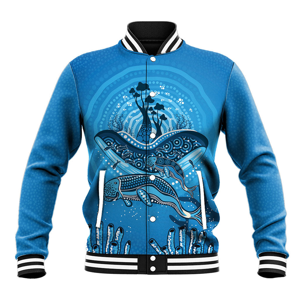 Aboriginal Ocean Dugong Baseball Jacket Dot Art Dreamtime Tree of Life