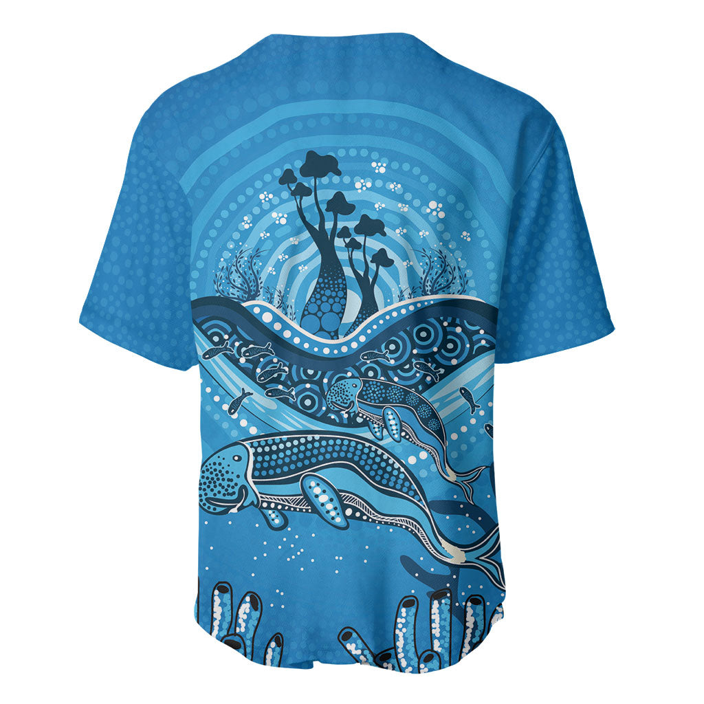 Aboriginal Ocean Dugong Baseball Jersey Dot Art Dreamtime Tree of Life