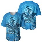 Aboriginal Ocean Dugong Baseball Jersey Dot Art Dreamtime Tree of Life