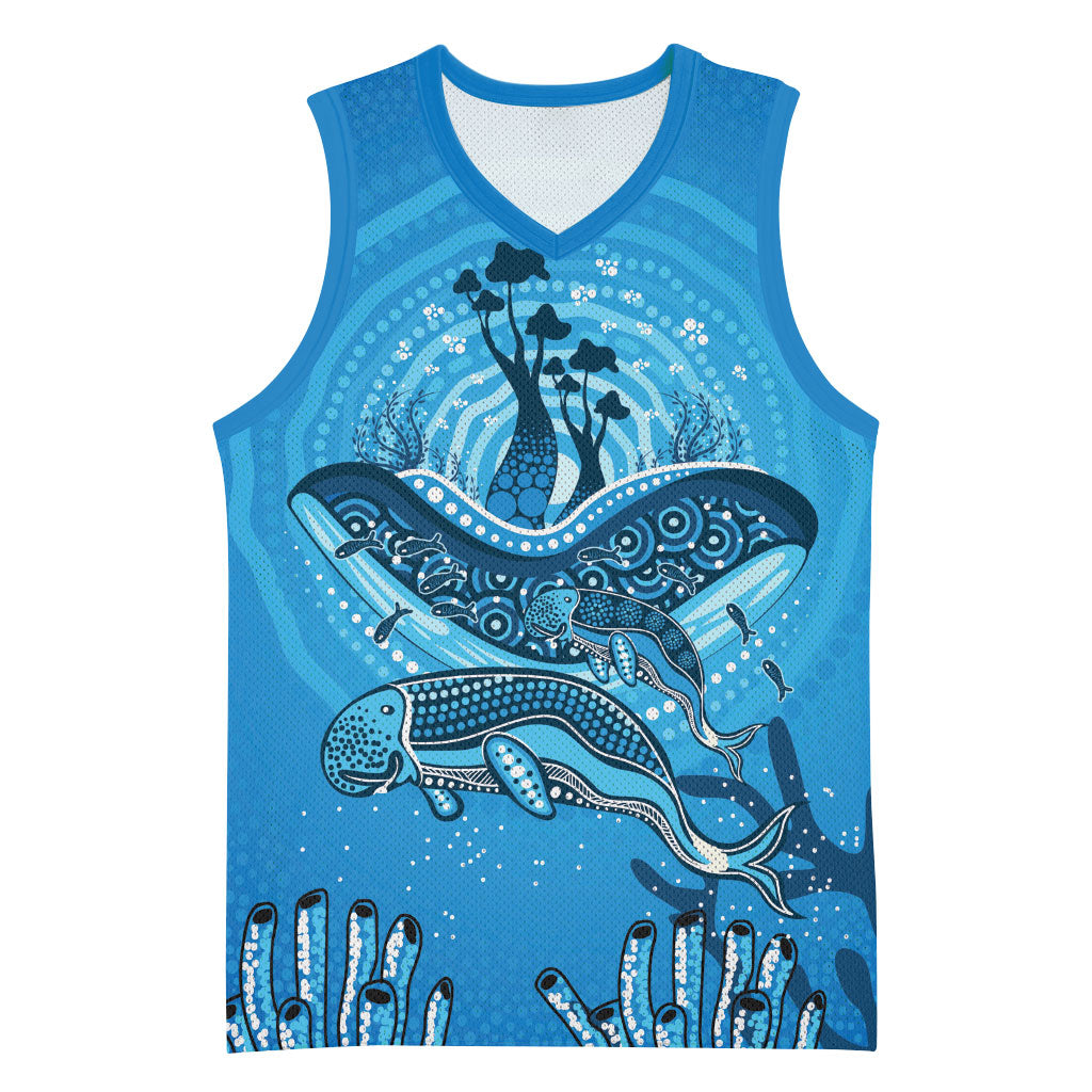 Aboriginal Ocean Dugong Basketball Jersey Dot Art Dreamtime Tree of Life