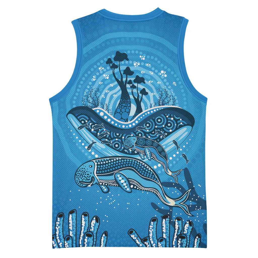 Aboriginal Ocean Dugong Basketball Jersey Dot Art Dreamtime Tree of Life