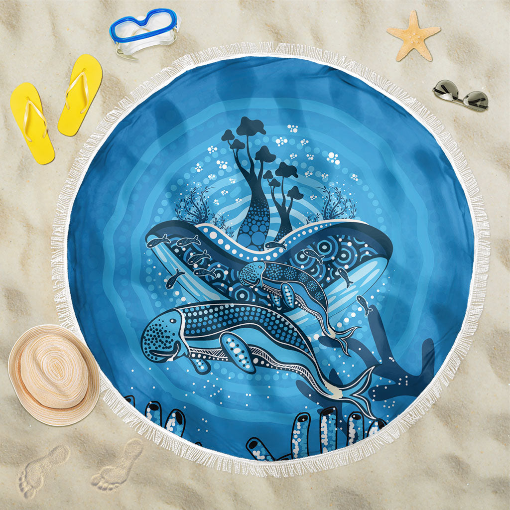 Aboriginal Ocean Dugong Beach Blanket Dot Art Dreamtime Tree of Life