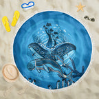 Aboriginal Ocean Dugong Beach Blanket Dot Art Dreamtime Tree of Life