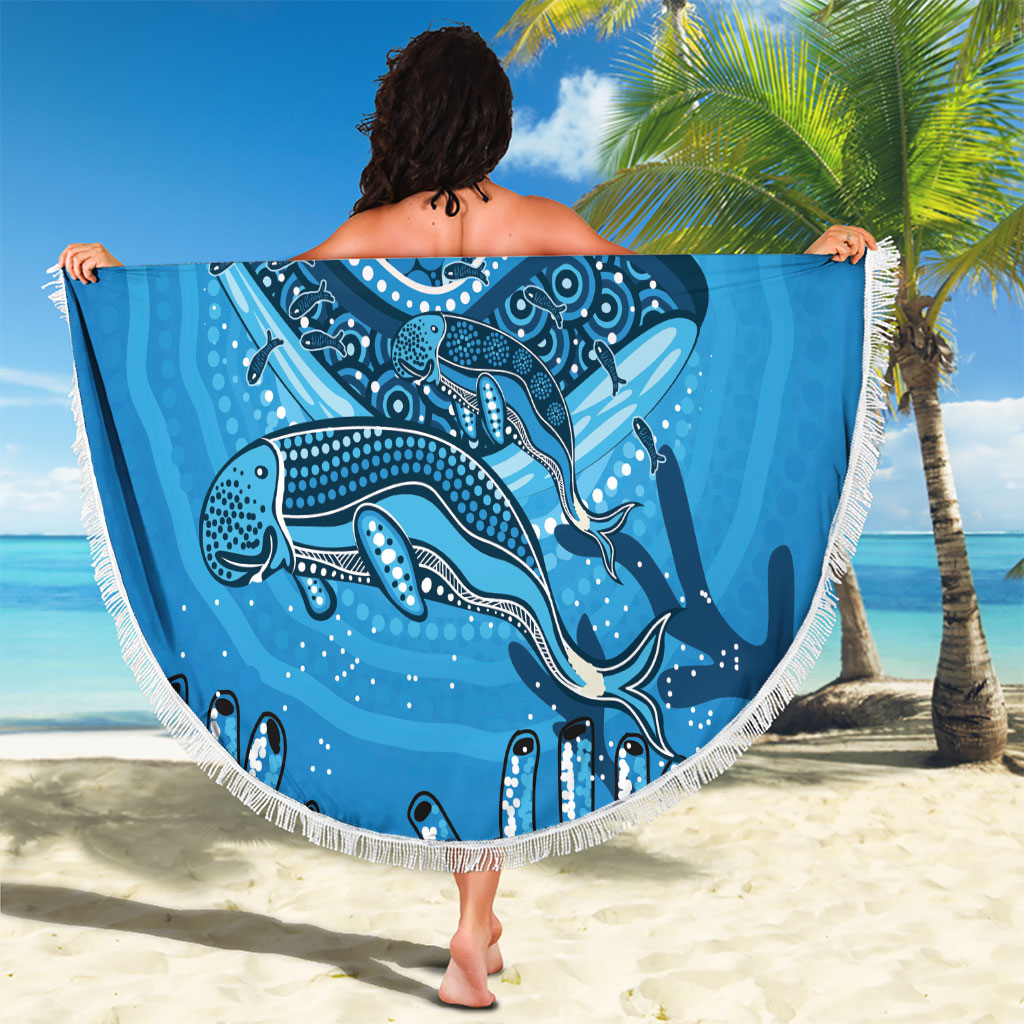 Aboriginal Ocean Dugong Beach Blanket Dot Art Dreamtime Tree of Life