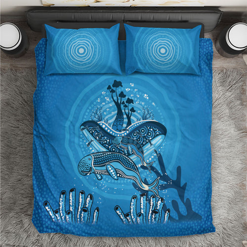 Aboriginal Ocean Dugong Bedding Set Dot Art Dreamtime Tree of Life