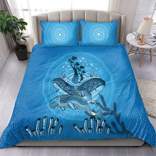Aboriginal Ocean Dugong Bedding Set Dot Art Dreamtime Tree of Life
