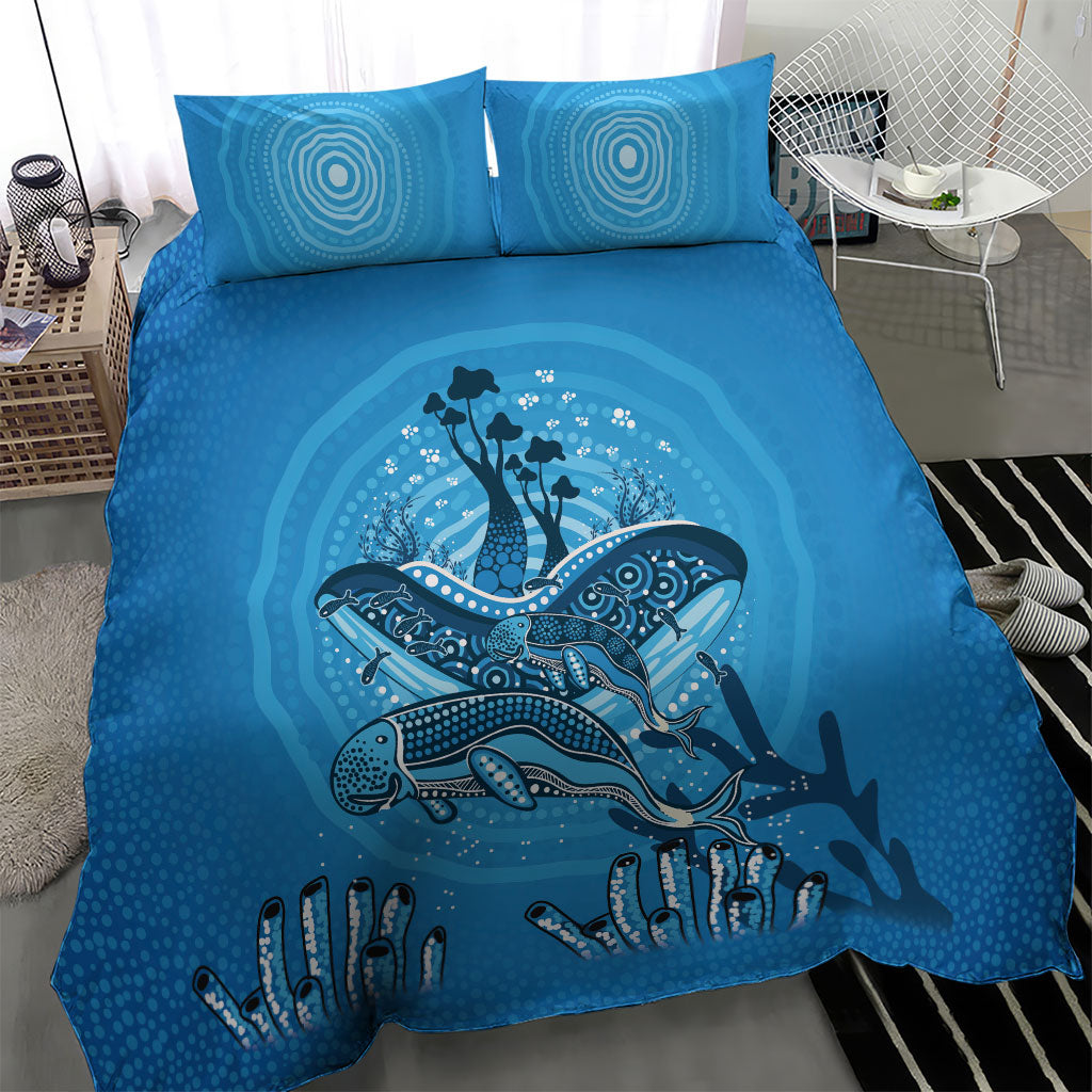 Aboriginal Ocean Dugong Bedding Set Dot Art Dreamtime Tree of Life