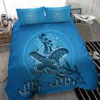 Aboriginal Ocean Dugong Bedding Set Dot Art Dreamtime Tree of Life