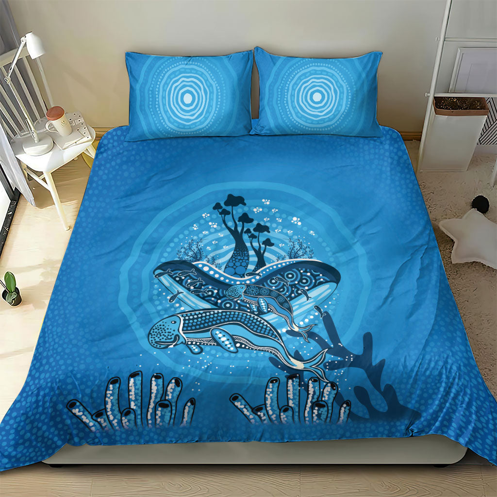 Aboriginal Ocean Dugong Bedding Set Dot Art Dreamtime Tree of Life