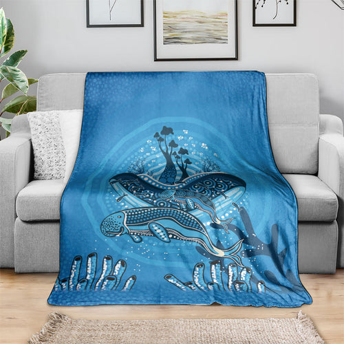 Aboriginal Ocean Dugong Blanket Dot Art Dreamtime Tree of Life