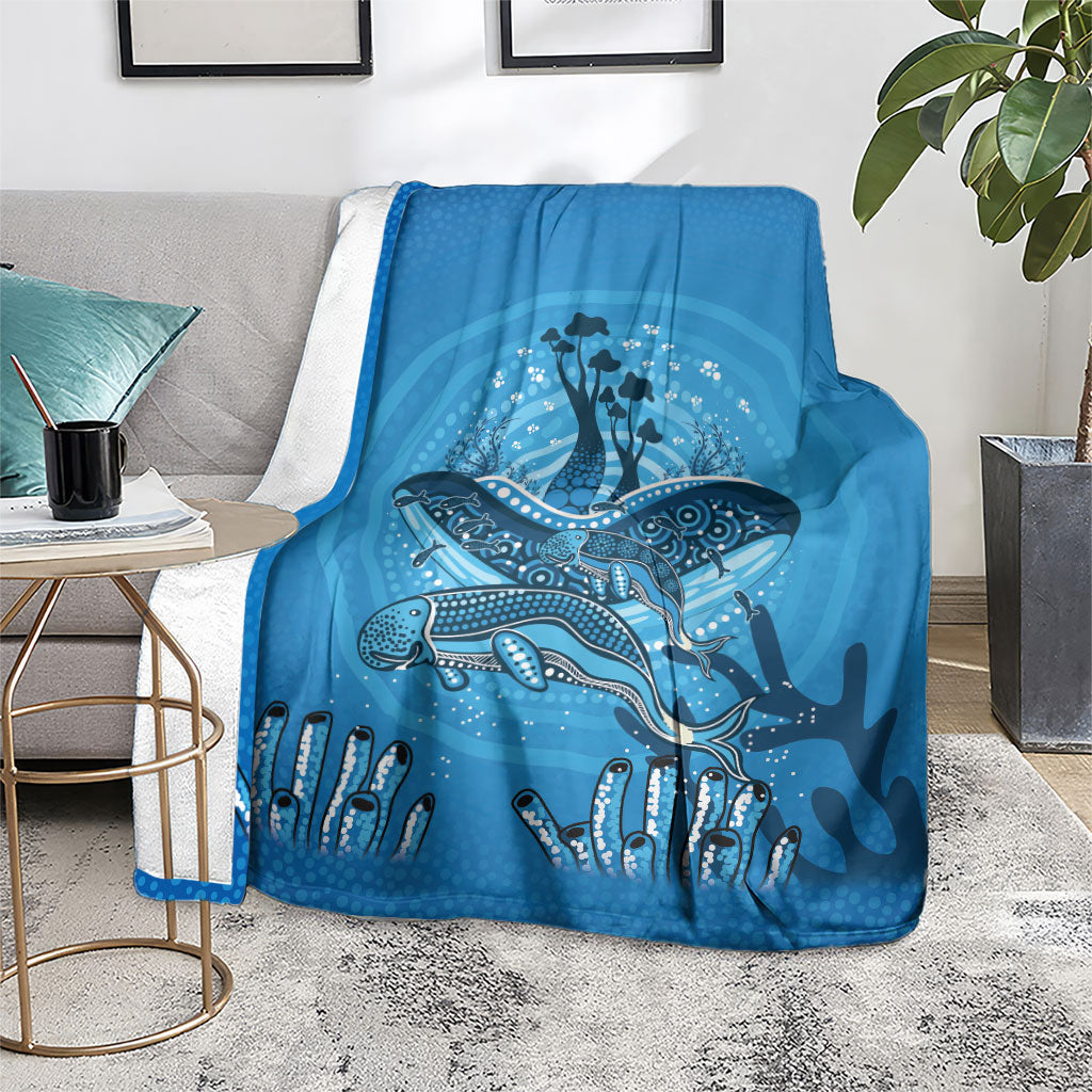 Aboriginal Ocean Dugong Blanket Dot Art Dreamtime Tree of Life