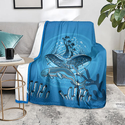 Aboriginal Ocean Dugong Blanket Dot Art Dreamtime Tree of Life
