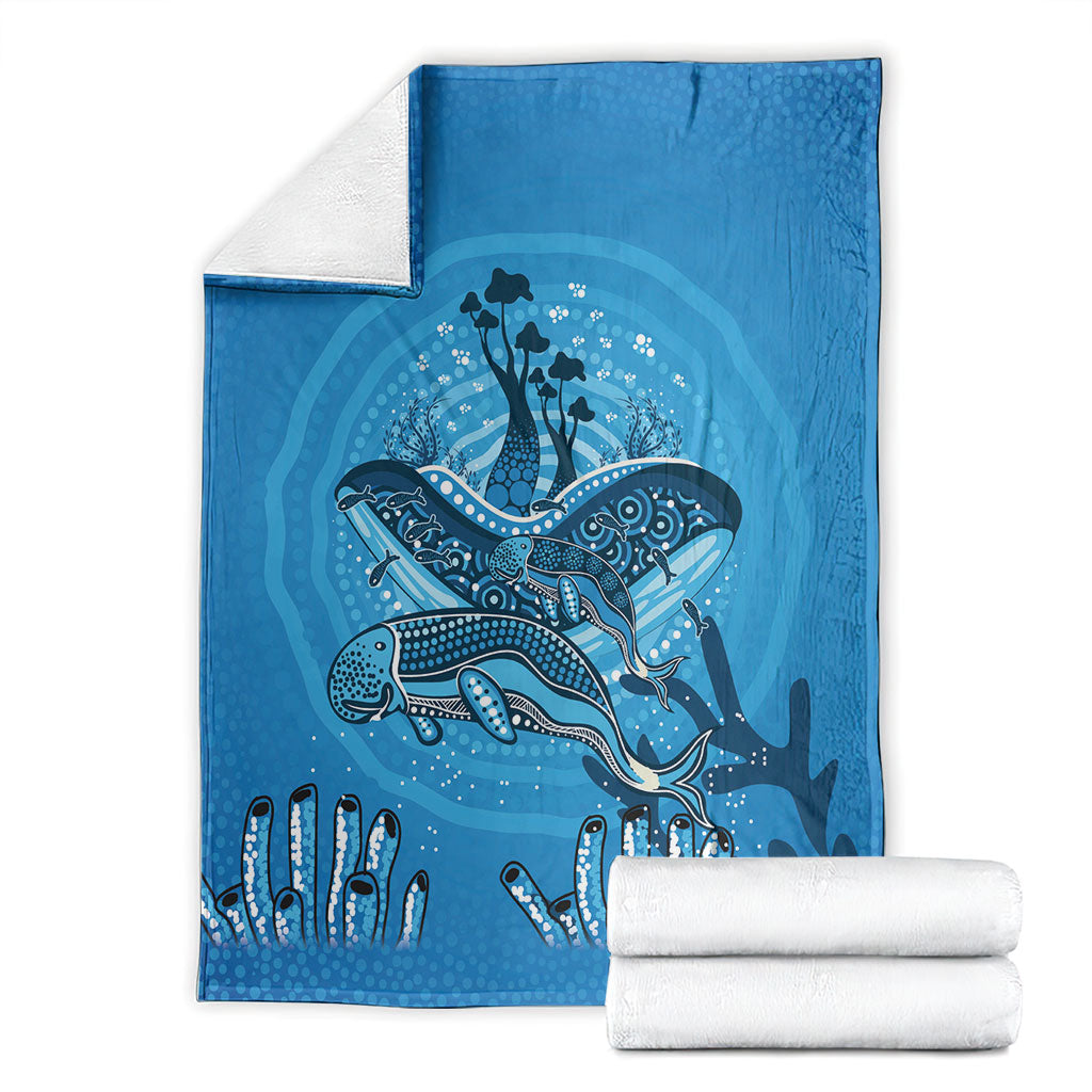 Aboriginal Ocean Dugong Blanket Dot Art Dreamtime Tree of Life