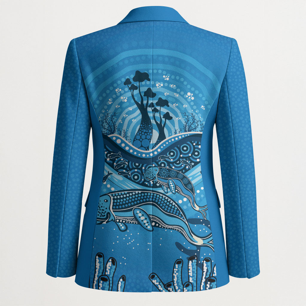Aboriginal Ocean Dugong Blazer Dot Art Dreamtime Tree of Life