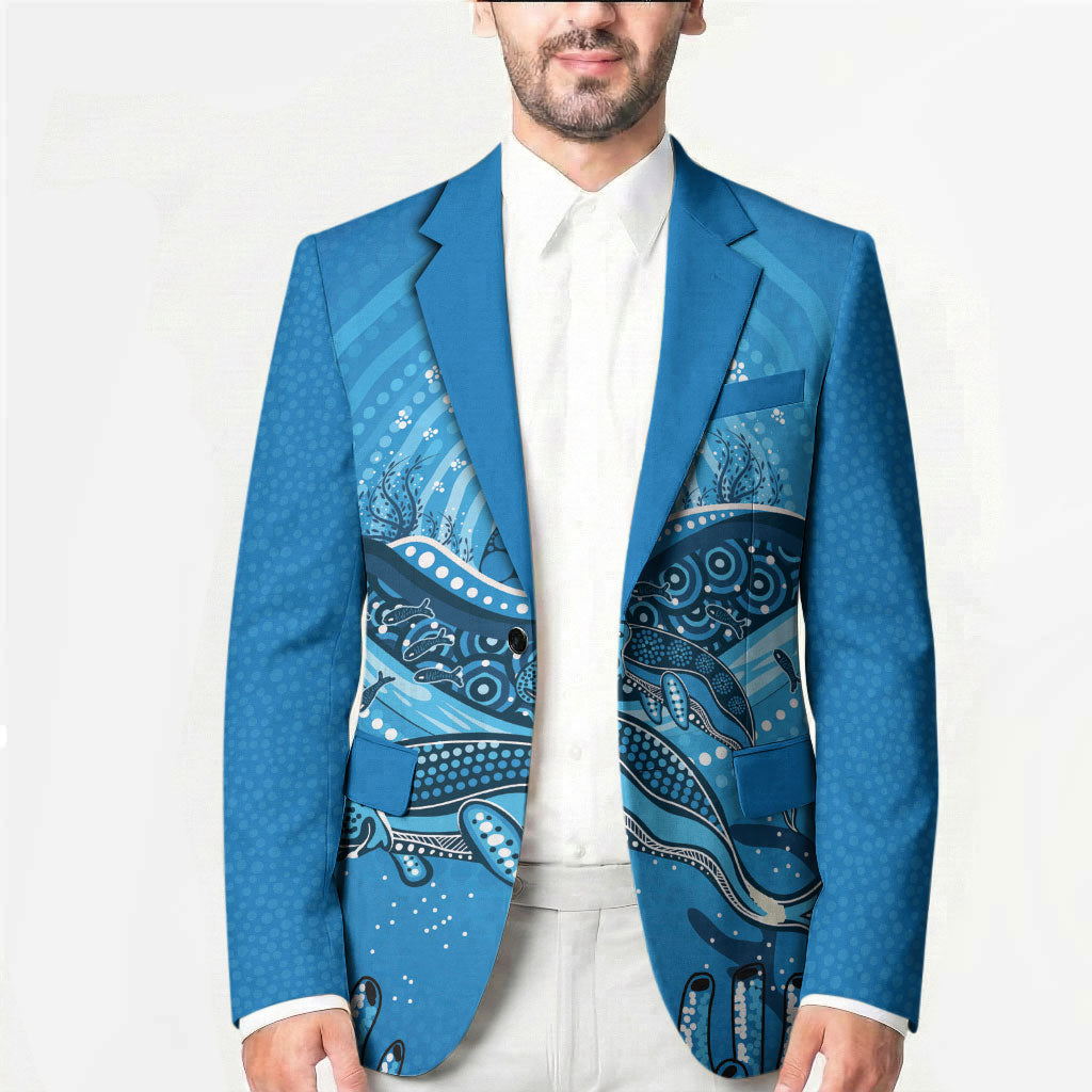 Aboriginal Ocean Dugong Blazer Dot Art Dreamtime Tree of Life