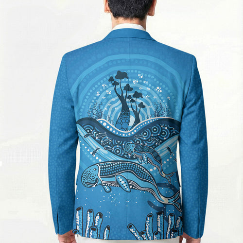Aboriginal Ocean Dugong Blazer Dot Art Dreamtime Tree of Life