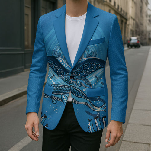 Aboriginal Ocean Dugong Blazer Dot Art Dreamtime Tree of Life