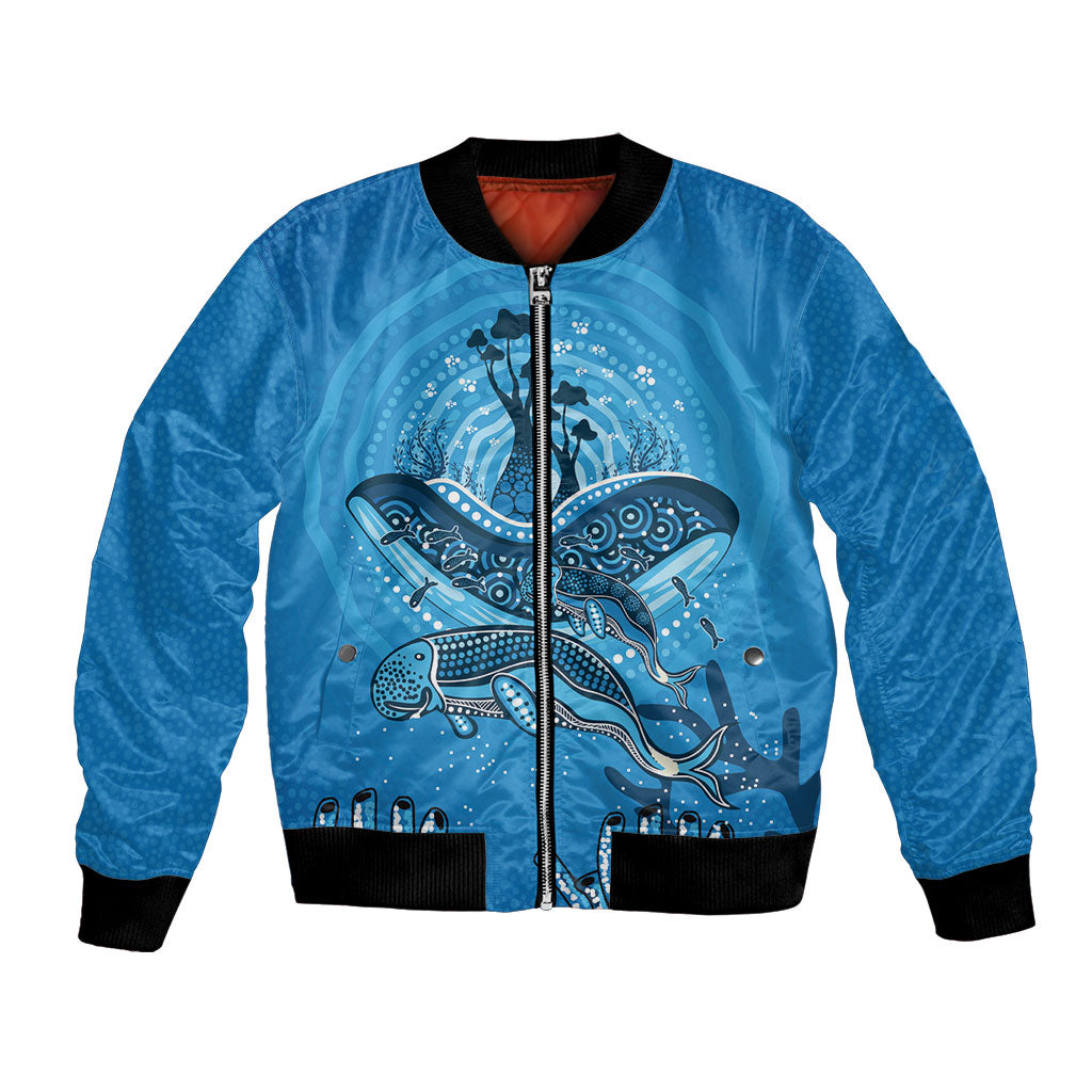 Aboriginal Ocean Dugong Bomber Jacket Dot Art Dreamtime Tree of Life