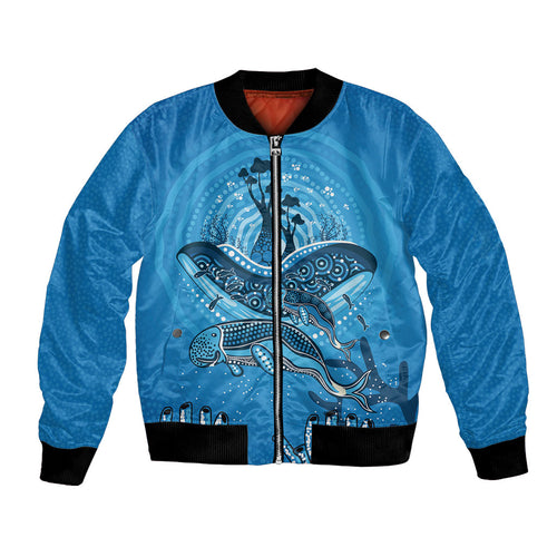 Aboriginal Ocean Dugong Bomber Jacket Dot Art Dreamtime Tree of Life