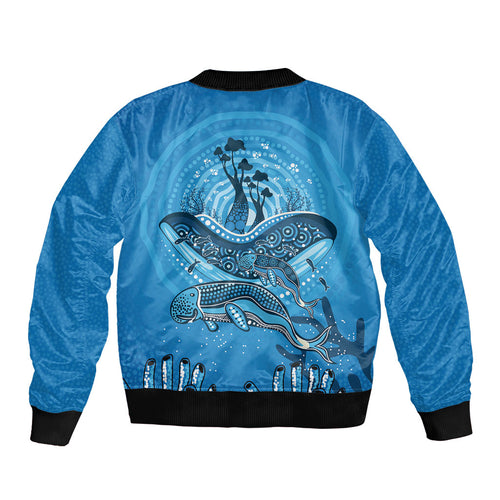 Aboriginal Ocean Dugong Bomber Jacket Dot Art Dreamtime Tree of Life