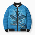 Aboriginal Ocean Dugong Bomber Puffer Jacket Dot Art Dreamtime Tree of Life
