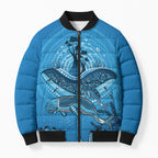 Aboriginal Ocean Dugong Bomber Puffer Jacket Dot Art Dreamtime Tree of Life