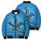 Aboriginal Ocean Dugong Bomber Puffer Jacket Dot Art Dreamtime Tree of Life