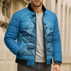 Aboriginal Ocean Dugong Bomber Puffer Jacket Dot Art Dreamtime Tree of Life