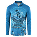 Aboriginal Ocean Dugong Button Sweatshirt Dot Art Dreamtime Tree of Life