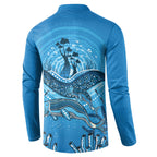 Aboriginal Ocean Dugong Button Sweatshirt Dot Art Dreamtime Tree of Life