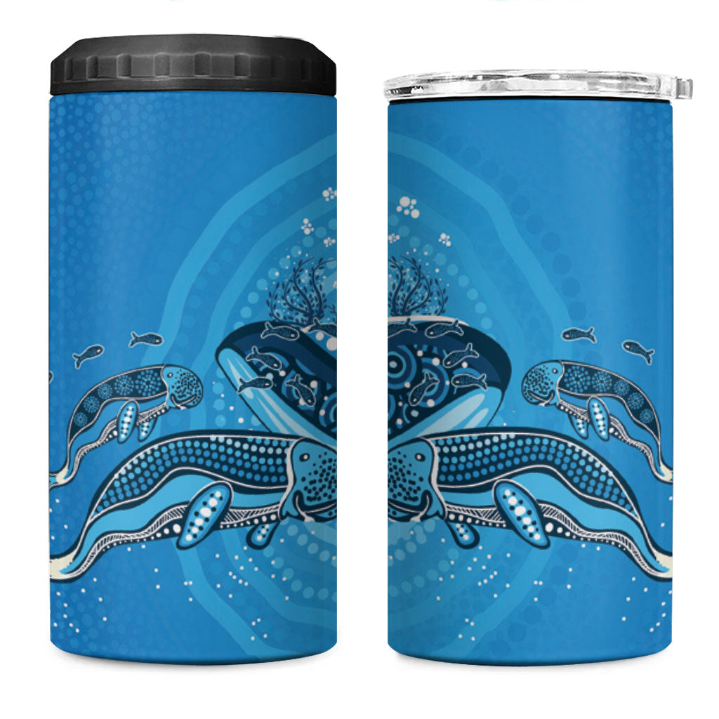 Aboriginal Ocean Dugong 4 in 1 Can Cooler Tumbler Dot Art Dreamtime Tree of Life