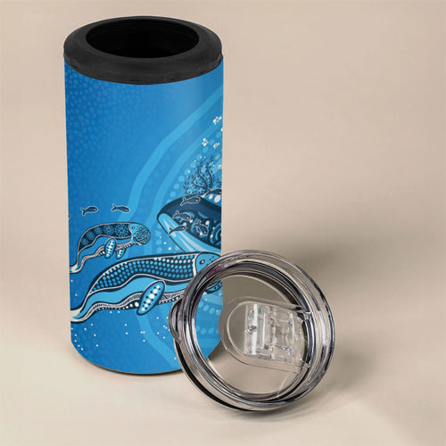 Aboriginal Ocean Dugong 4 in 1 Can Cooler Tumbler Dot Art Dreamtime Tree of Life