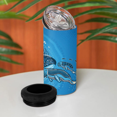 Aboriginal Ocean Dugong 4 in 1 Can Cooler Tumbler Dot Art Dreamtime Tree of Life