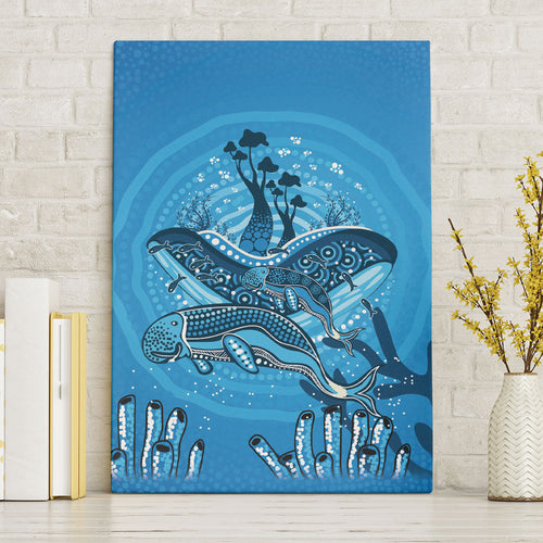 Aboriginal Ocean Dugong Canvas Wall Art Dot Art Dreamtime Tree of Life