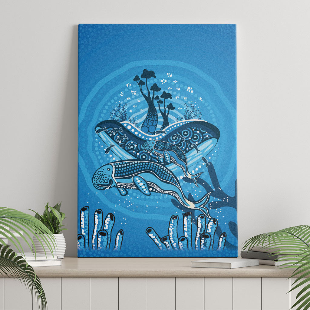 Aboriginal Ocean Dugong Canvas Wall Art Dot Art Dreamtime Tree of Life