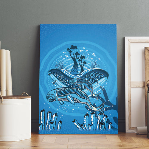 Aboriginal Ocean Dugong Canvas Wall Art Dot Art Dreamtime Tree of Life