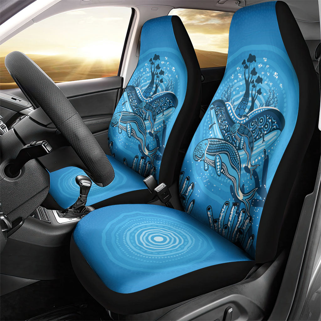 Aboriginal Ocean Dugong Car Seat Cover Dot Art Dreamtime Tree of Life