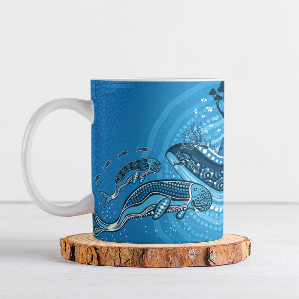 Aboriginal Ocean Dugong Ceramic Mug Dot Art Dreamtime Tree of Life