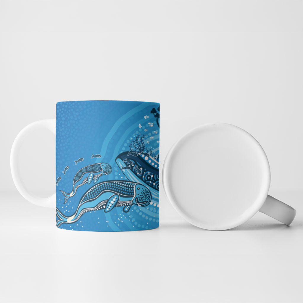 Aboriginal Ocean Dugong Ceramic Mug Dot Art Dreamtime Tree of Life