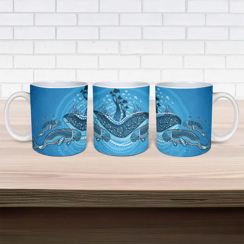 Aboriginal Ocean Dugong Ceramic Mug Dot Art Dreamtime Tree of Life