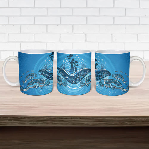 Aboriginal Ocean Dugong Ceramic Mug Dot Art Dreamtime Tree of Life