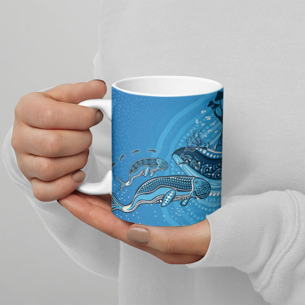 Aboriginal Ocean Dugong Ceramic Mug Dot Art Dreamtime Tree of Life