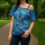 Aboriginal Ocean Dugong Cross Shoulder Shirt Dot Art Dreamtime Tree of Life