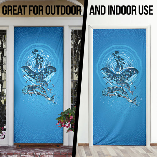 Aboriginal Ocean Dugong Door Cover Dot Art Dreamtime Tree of Life