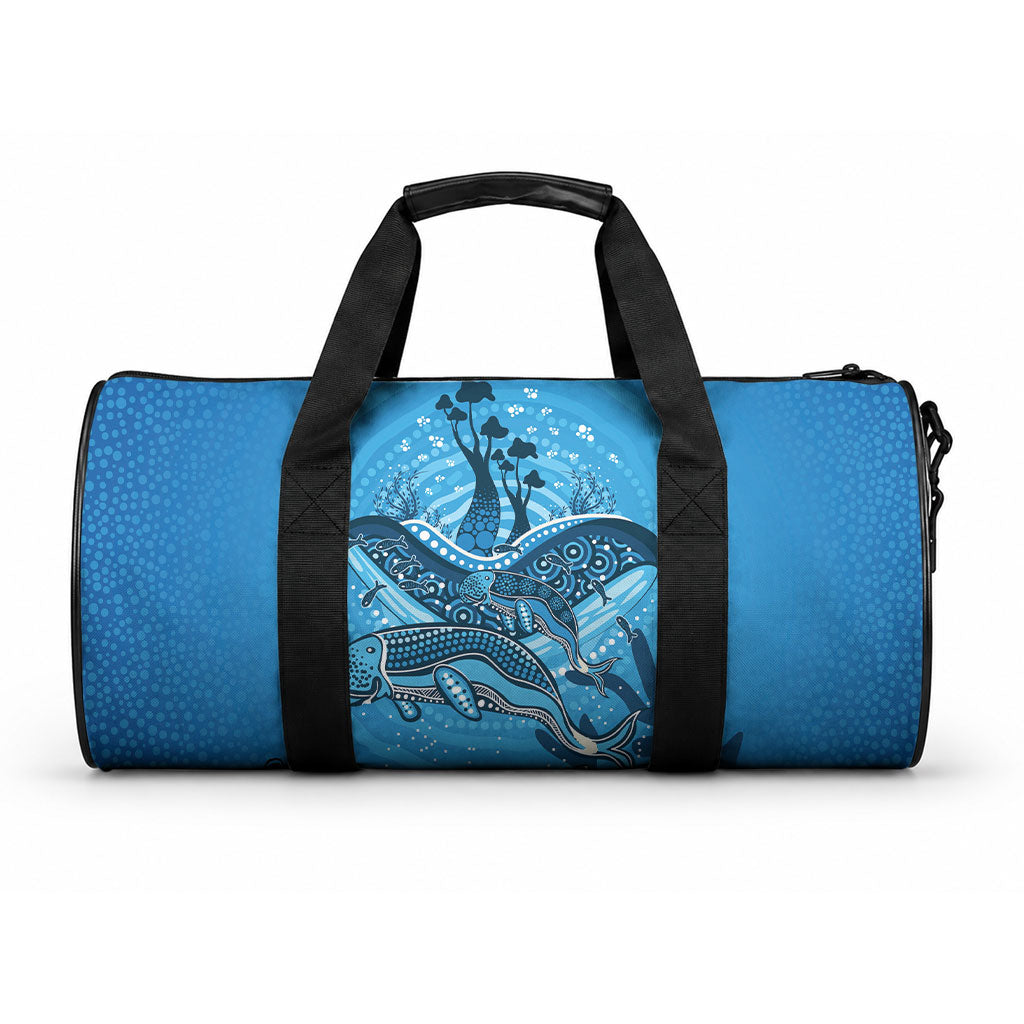 Aboriginal Ocean Dugong Duffle Bag Dot Art Dreamtime Tree of Life