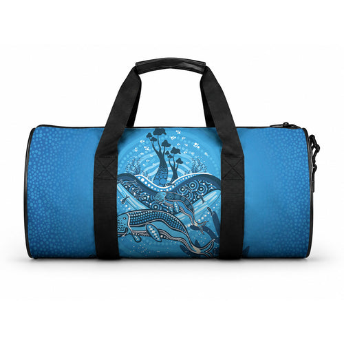 Aboriginal Ocean Dugong Duffle Bag Dot Art Dreamtime Tree of Life
