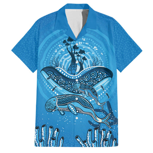 Aboriginal Ocean Dugong Family Matching Off Shoulder Maxi Dress and Hawaiian Shirt Dot Art Dreamtime Tree of Life